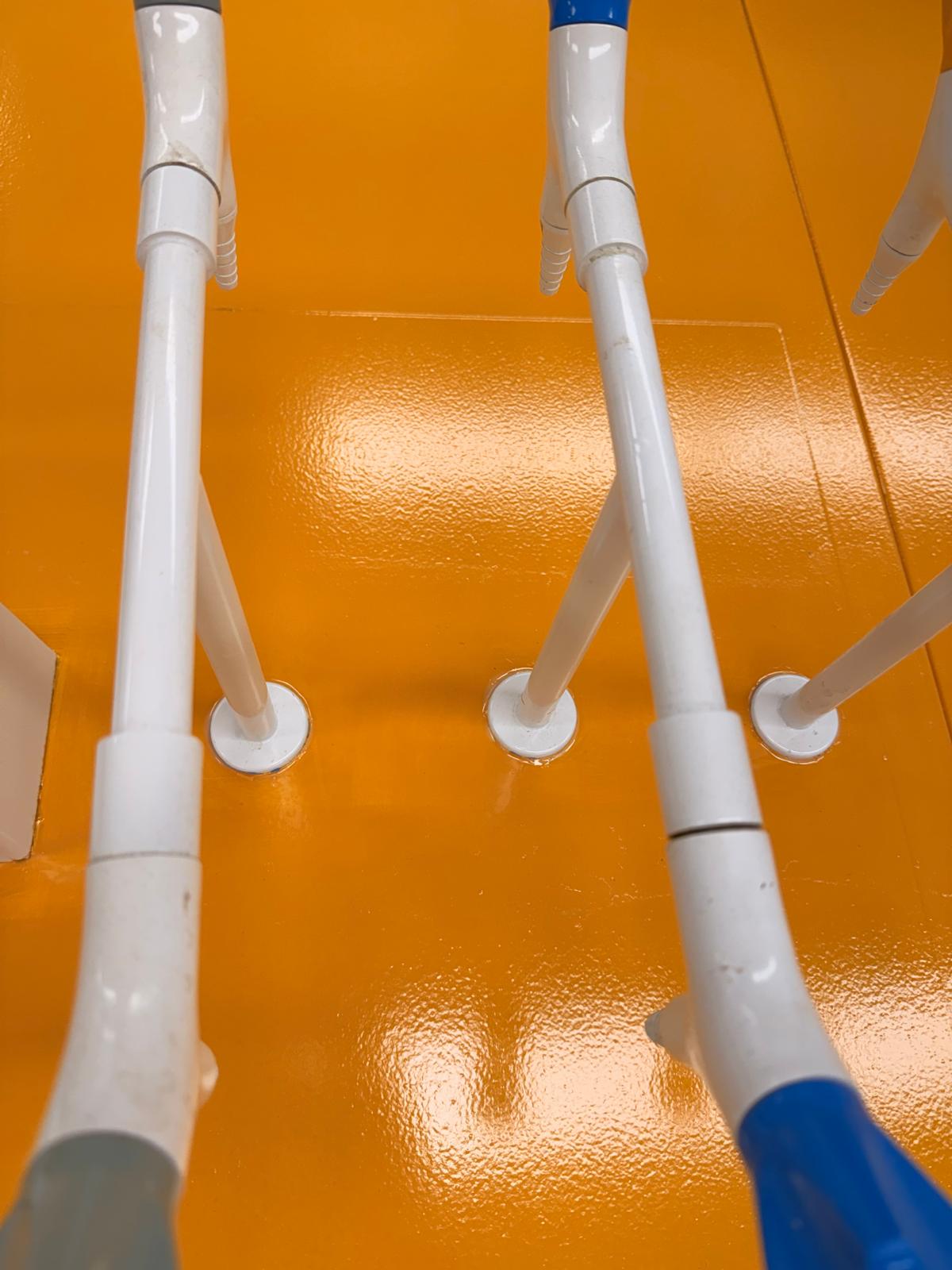 Close-up of the glass-smooth epoxy benchtop finish